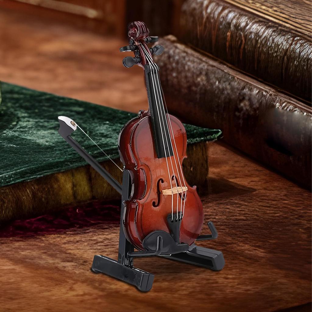 7cm 13cm 17cm Mini Geigenfigur Modell mit Ständer Miniatur Geige Sammlerstück Holz Ausstellungsstück Schreibtisch Ornament für Wohnzimmer
