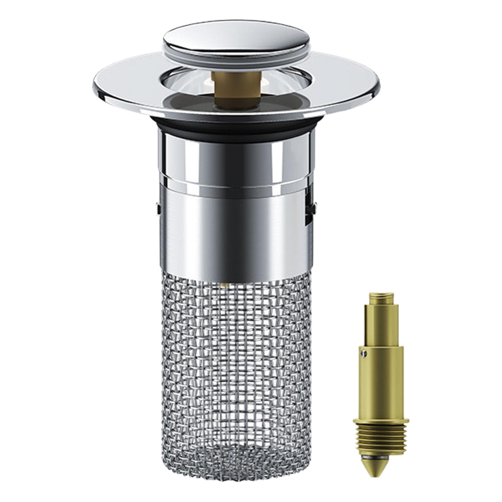 

Bathroom Sink Stopper with Hair Catcher Sink Drain Strainer Stainless Steel Popup Sink Stopper Fits Bathroom Laundry Sink Drains