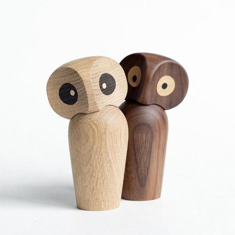Wood Owl Ornament Gift Creative Home Decoration Accessories Decor Figurine Modern Miniature Figurines