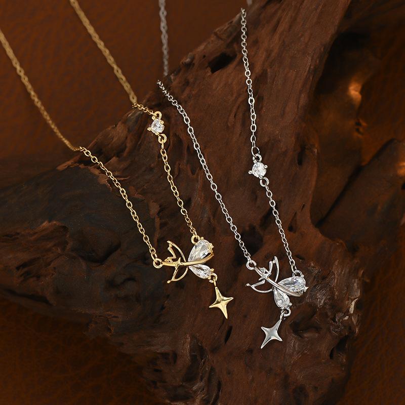 Zirconia Temperament Necklace Women's Vintage Pendant Design Girls' Gift Fashion Versatile Collarbone Chain Jewelry