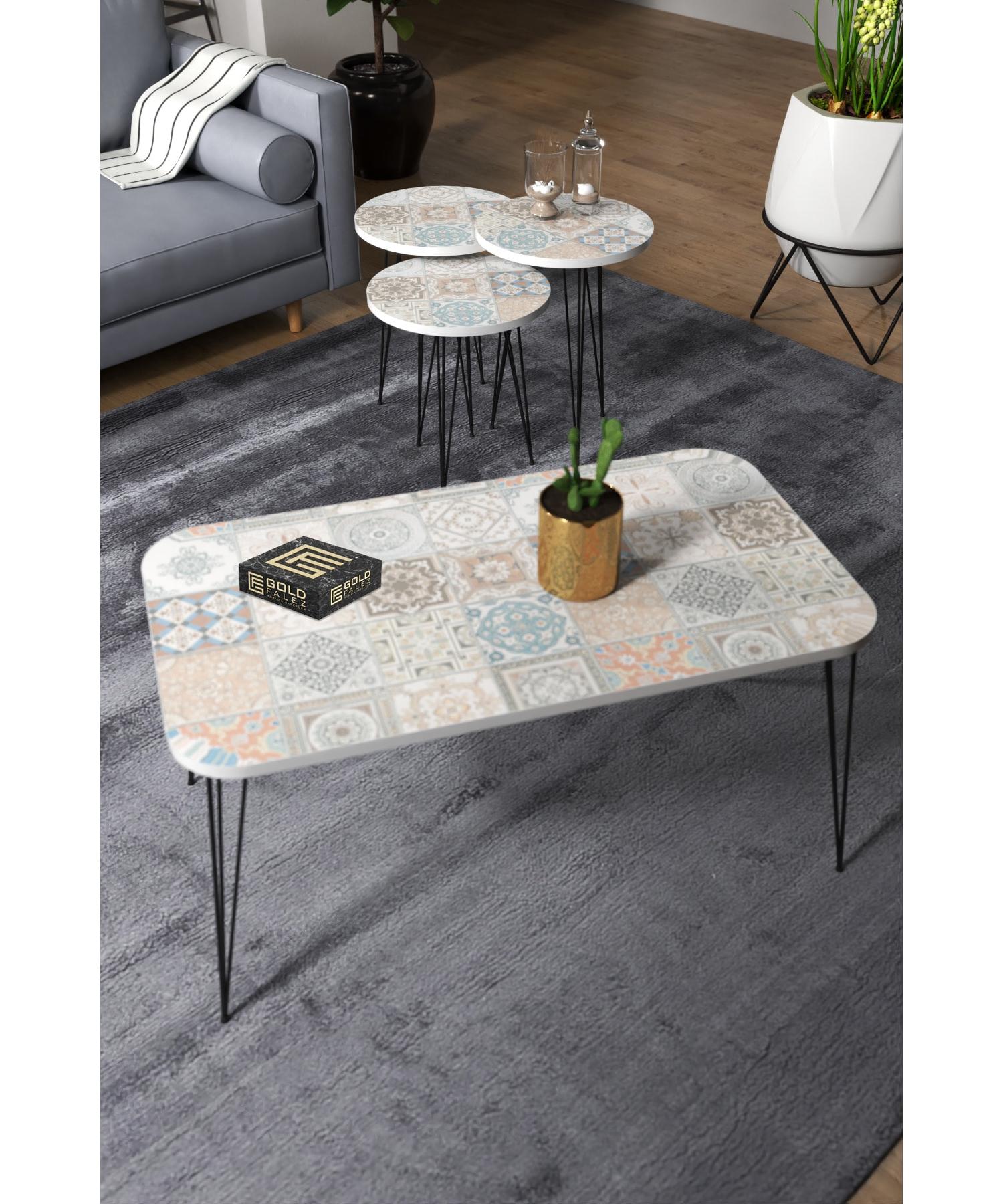 

Nesting Table And Coffee Table Kr Set Ethnic Pattern