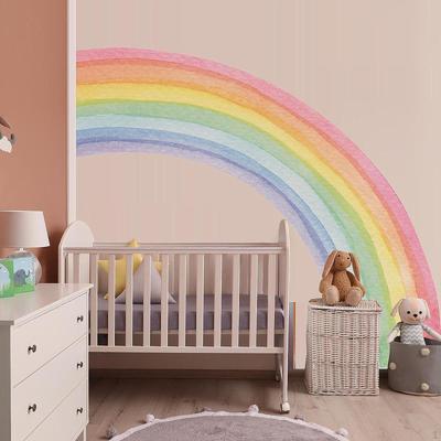 Grote Doe-het-zelf Pastel Regenboog Muursticker Set Decoratie Zelfklevend Afpellen en Plakken voor Kinderen