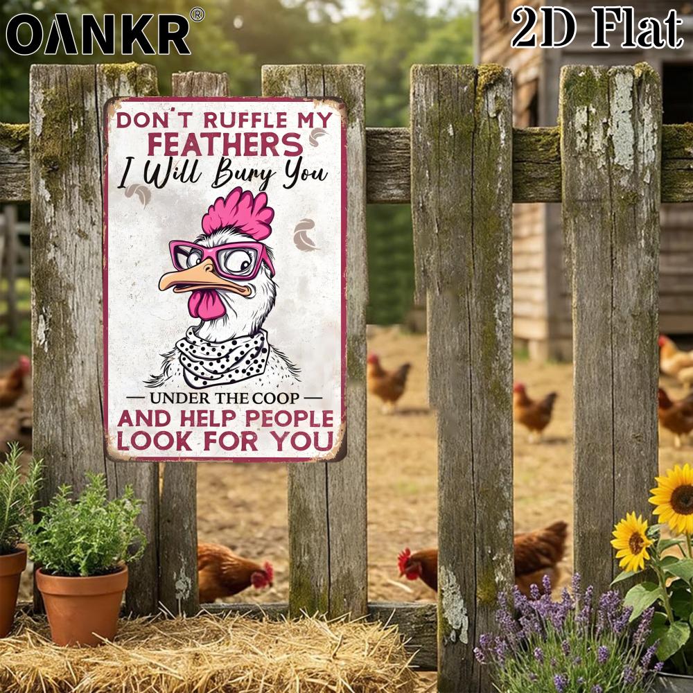 Funny Chicken Outdoor Poster Metal Tin Sign Chickens Vintage Metal Signs for Garden Farm Home Wall Decor Plaques Ideal Gift 20x30cm(7.8x11.8inch)