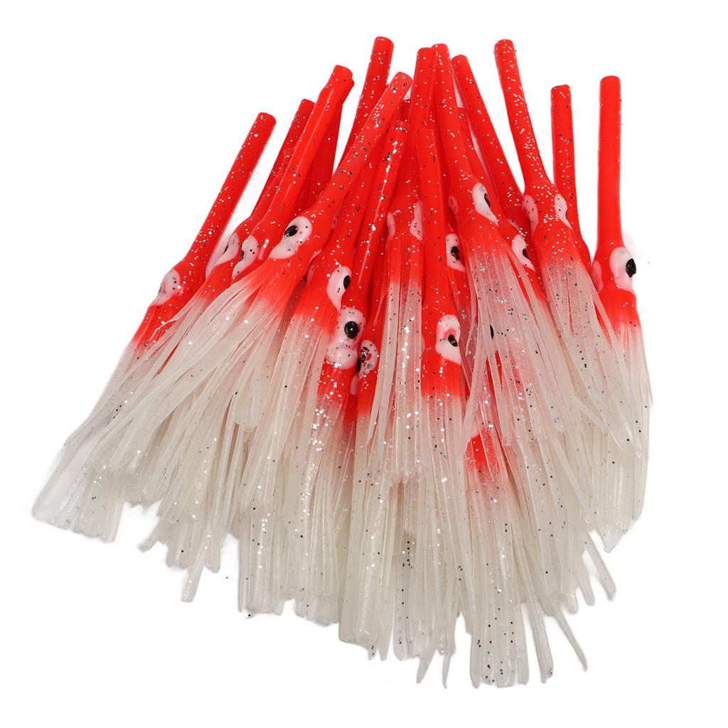 30pcs Luminous Squid Skirts Soft Artificial Octopus Luminous Bait for Saltwater Freshwater Red