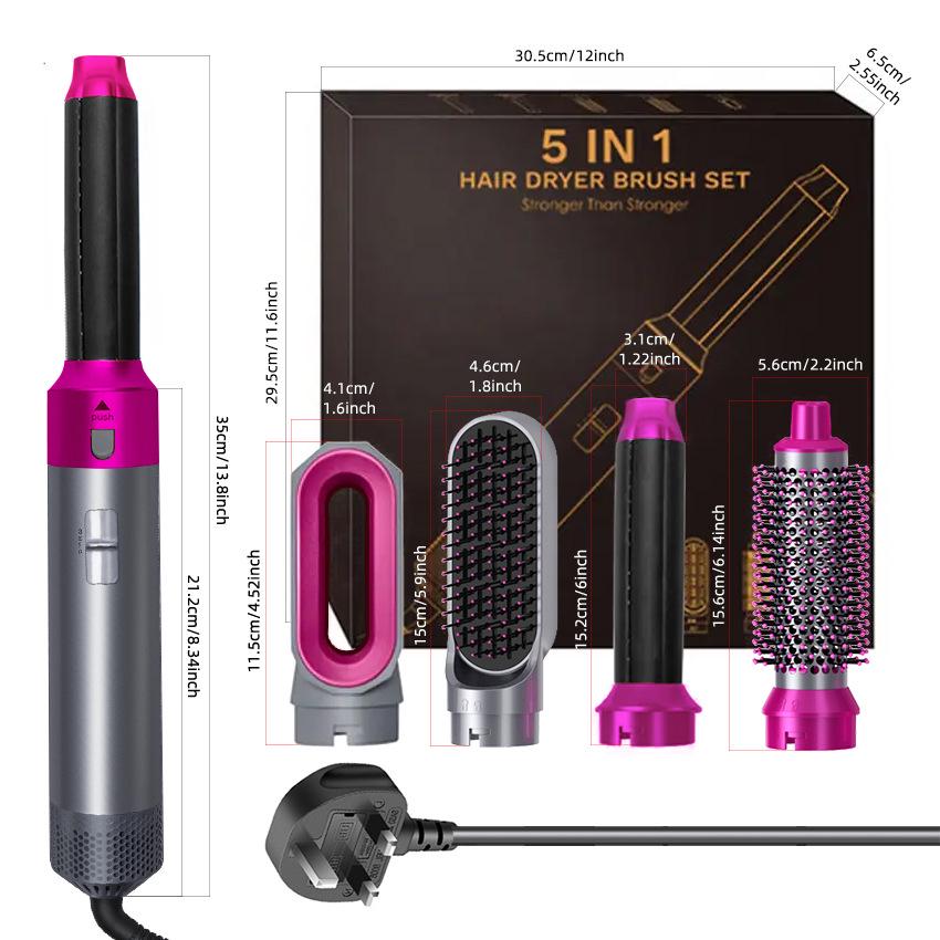 5-in-1 Multifunctional Hot Air Comb: Auto Curling Iron & Straightener Hair Dryer