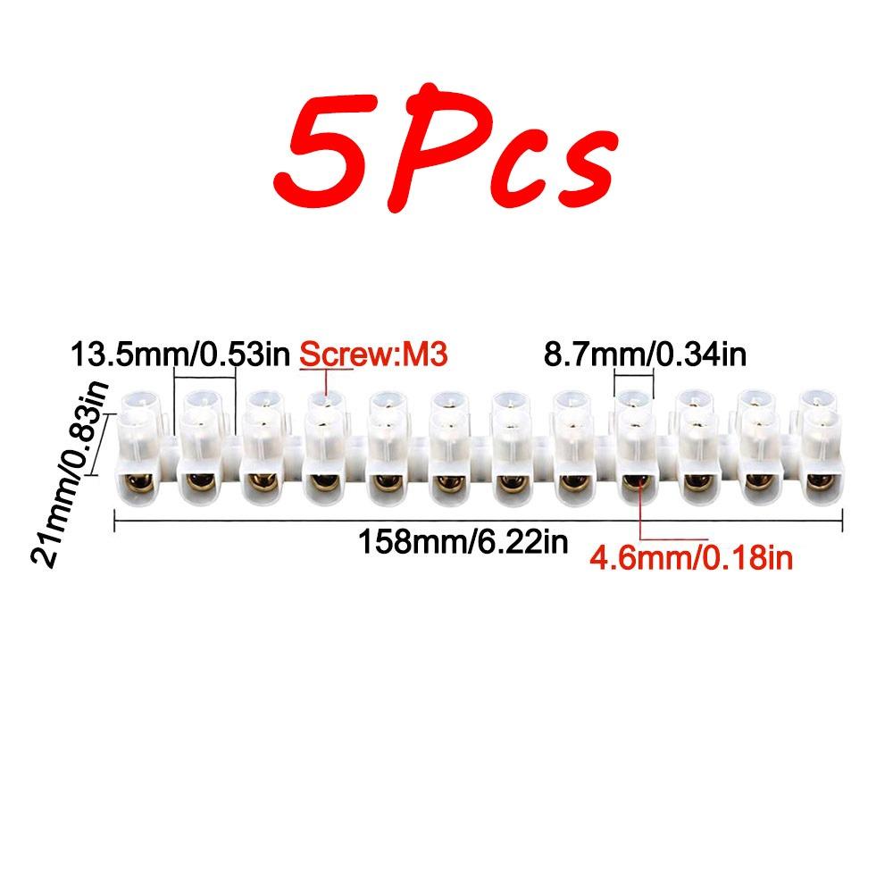 5Pcs Insulated Housing Wire Connector Block Screw Connection Screw Terminal Block  Electrical Wiring