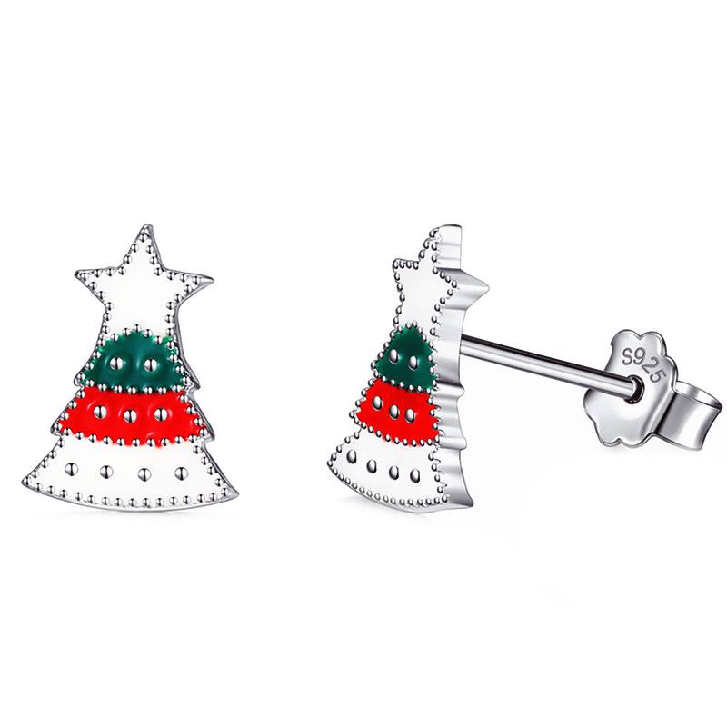 Pentagram Christmas Tree Stud Earrings - Korean Style Cute Mini Autumn/Winter Decor