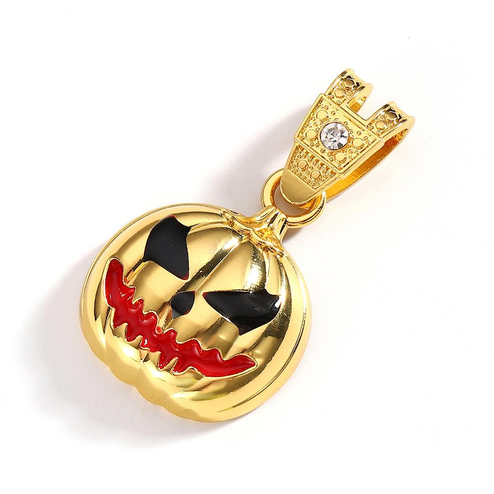 Halloween Pumpkin Skull Alloy Drip Pendant Personality Exaggerated Men S Necklace