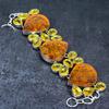 Baltic Amber, Citrine Gemstone 925 Sterling Silver Bracelet 7-8"