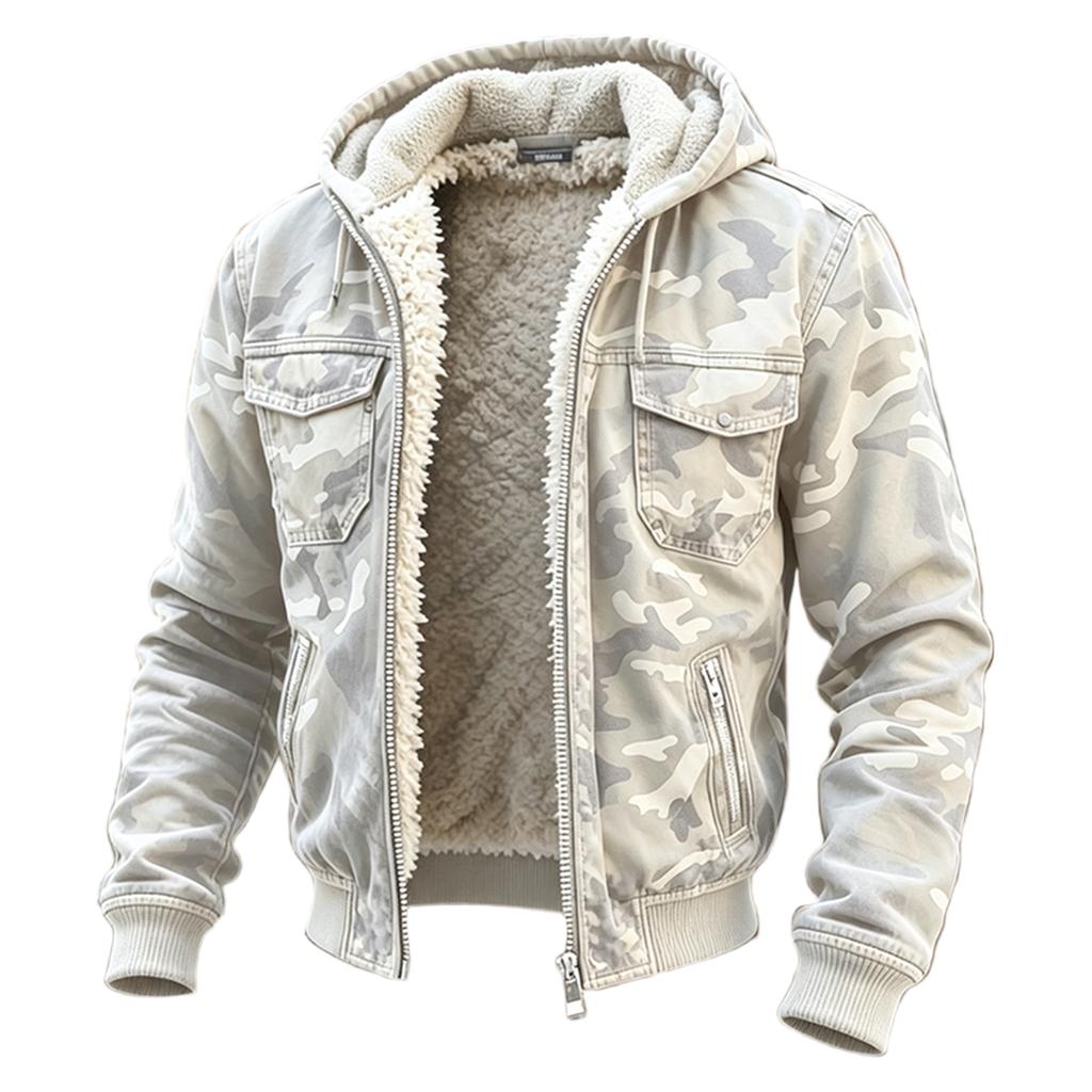 Men's Winter Camouflage Outdoor Hooded -Lined Jacket