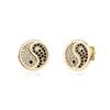 Chinese Style Bagua Black & White Diamond Stud Earrings for Men - Copper Zircon, Trendy European & American Design