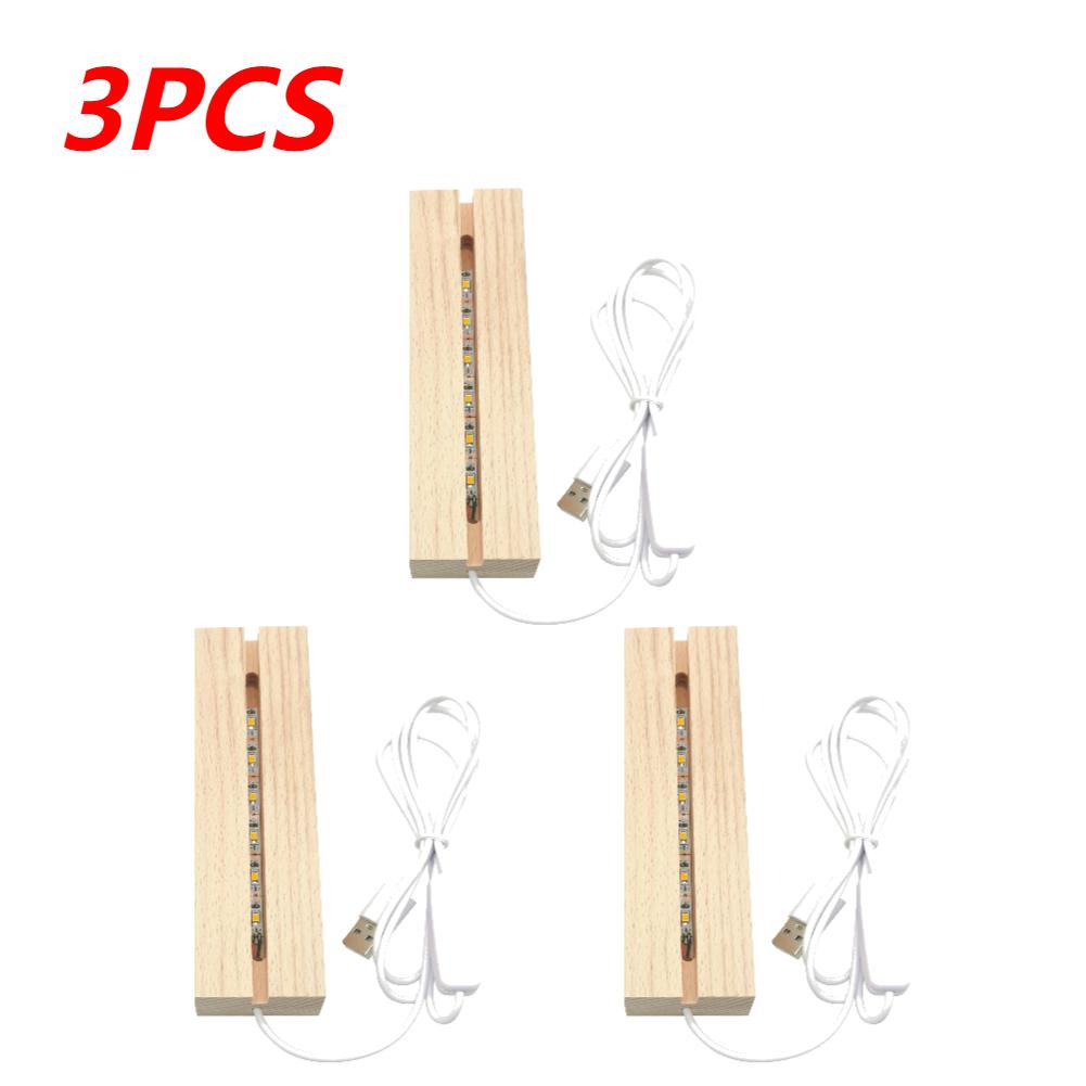 1-20PCS Rectangular Wooden Led Lights Display Base Stand 3D Acrylic Plexiglass Epoxy Resin Letter Lamp Bedside Night Lights