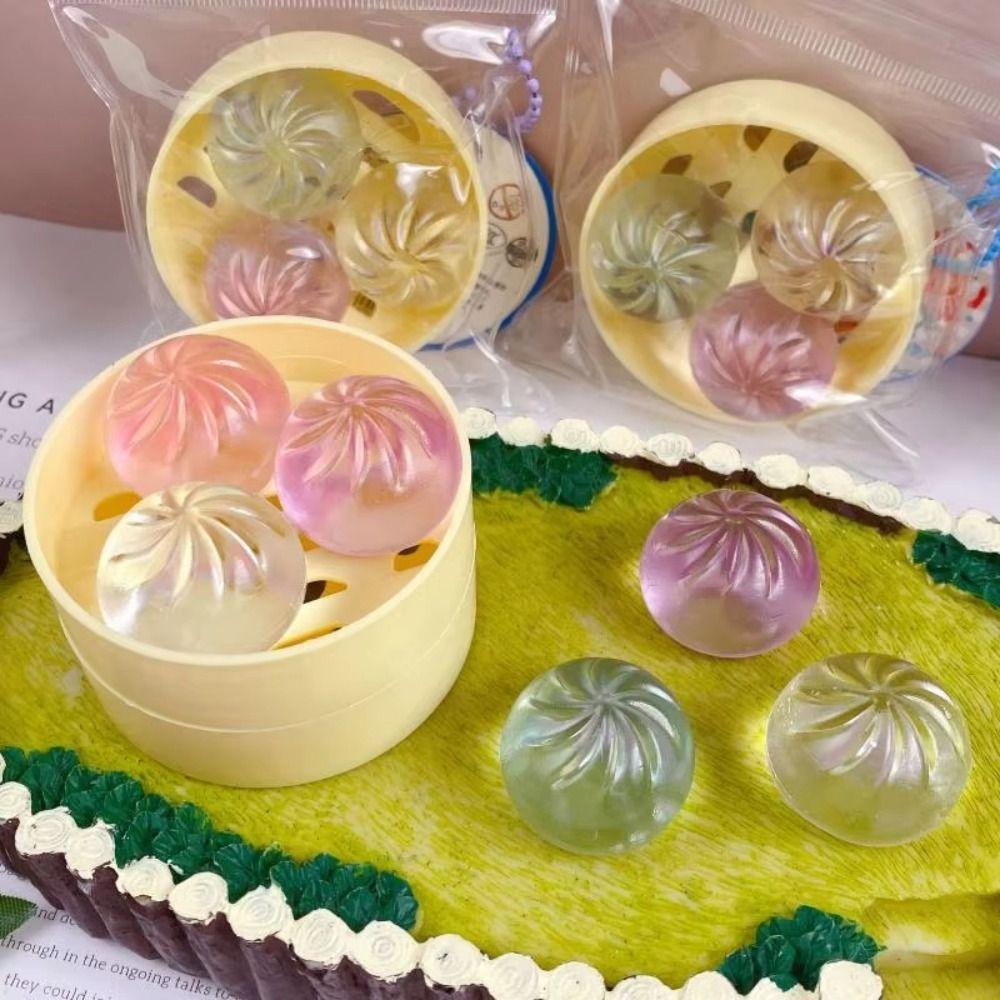 Simulation Food Dumpling Squishy Toys with Steamer Mini Dumplings Squishy Dumpling Party Favors