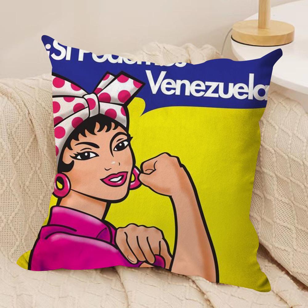 AAesthetic Art Venezuela Cushion Cover Silky Short Plush DoubleSided Printed Pillow Case for Sofa All Seasons Home Decor Gift