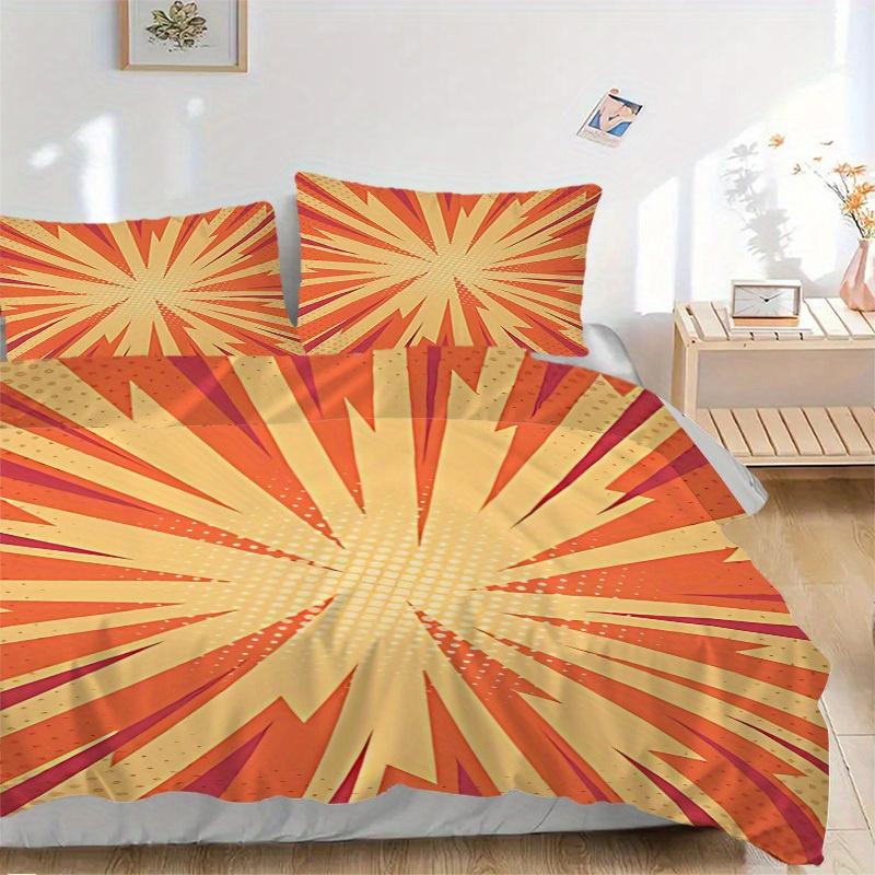 3pcs Sunburst Vibrant Bedding Cover Set, Fashion Classic Popular Print Bedding Set, Soft Comfortable, All Season Use, For Bedroom, Guest Rooma0819153
