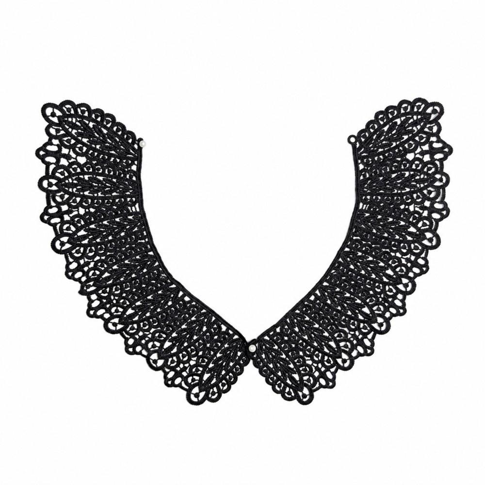 Colletto in Pizzo Leggero Staccabile con Mini Bottoni di Perla Colletto Peter Pan Decorativo per Donna