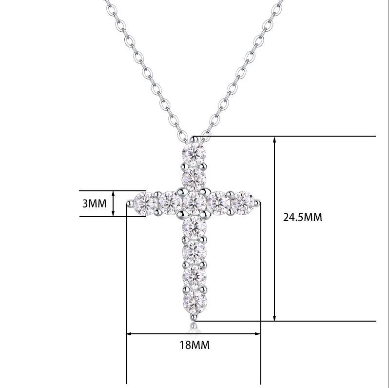 

White Gold Zircon Necklace Ma Siwei Collarbone Chain Women S Light Luxury High-End Cross Jewelry 40cm+5cm