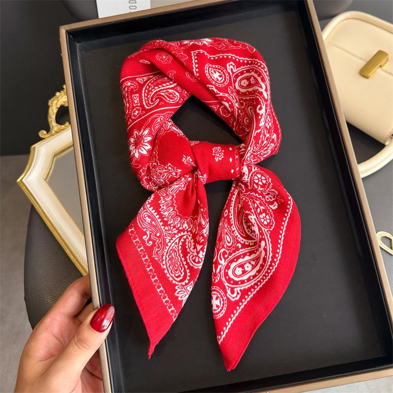 Luxury Brand Linen-Cotton Print Square Scarf Women Neck Tie Female Hair Bandana Headkerchief Shawl Wrap Hijab Echarpe