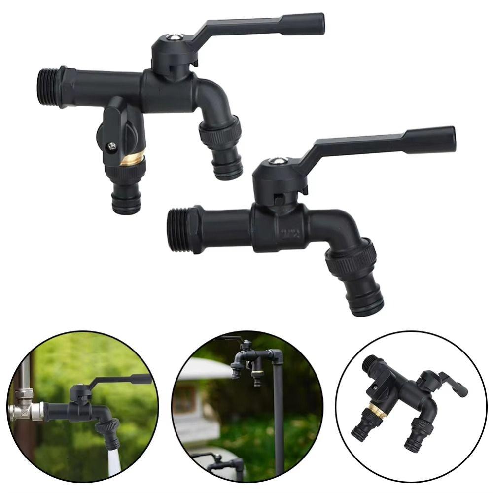 Dual Outlet Brass Garden Hose Faucet Black Washing Machine Bibcocks Anti-Freeze Bibcocks  Garden
