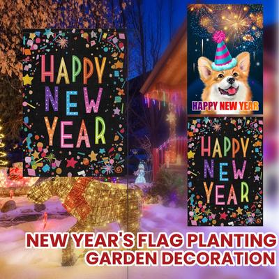New Year's Garden Flag, New Year's Eve Celebration, Winter Party, Outdoor Indoor Courtyard,Decoration Flag