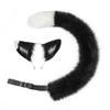 Anime Katzenohr Schwanz Set Cosplay Kostüm Zubehör Schwarzes Kuh Stirnband mit Clip Für Erwachsene