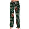 Ladies' Loose And Casual Christmas Printed Wide Leg Pants With Elastic Waistband Drawstring And Pocket Pants