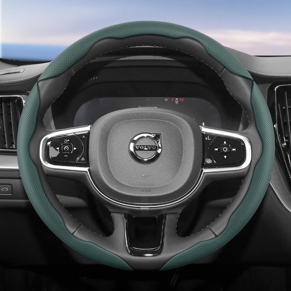Suitable for Volvo Breathable Holes Leather Steering Wheel Cover Segmented Quick Release Design Non-Slip Durable V40 V70 S60 C30 S40 