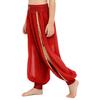 Shorts de Danse du Ventre pour Filles Chiffon Anneau O Taille Froncée Pantalon à Fente Latérale Costume d'Halloween Carnaval