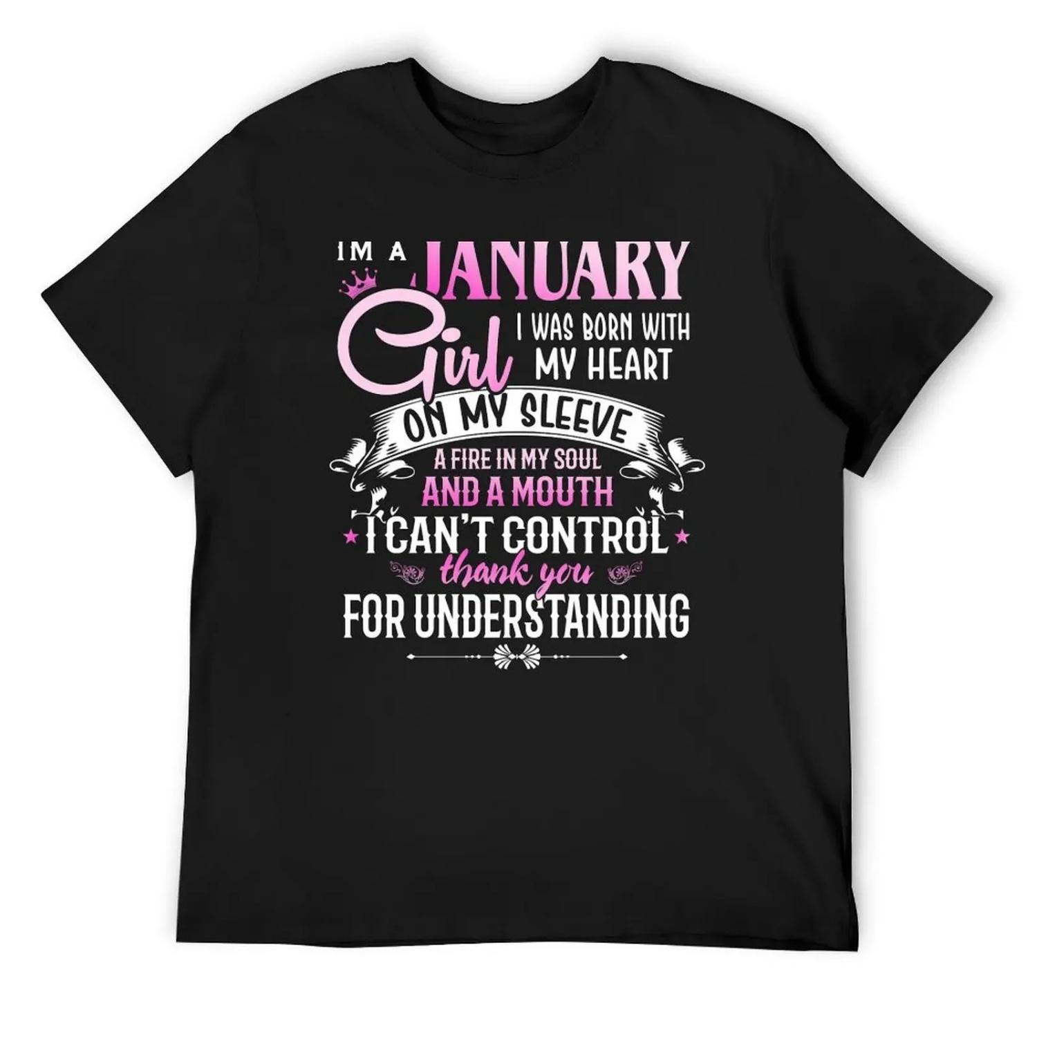 

I m a January Girl T-Shirt football t shirt boys animal print sports fans blue archive t shirts for men XXXXXL чорний
