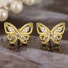 Huitan Delicate Butterfly Stud Earrings for Women Silver Color/Gold Color Accessories with Cubic Zirconia Exquisite  Gift