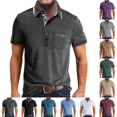 Men's Short Sleeved Lapel Collar T-shirt Casual Round Neck Top