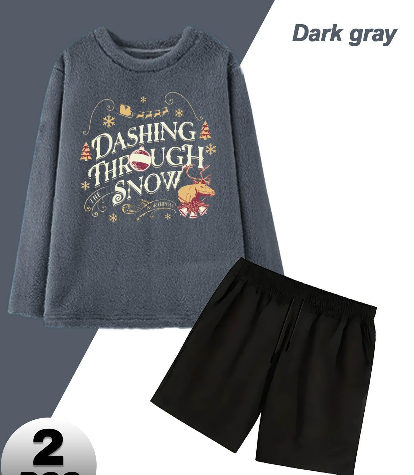 Фланелевый комплект из шорт и футболки для мужчин, легкий и мягкий, подходит для летних ночей и помещений с кондиционером M