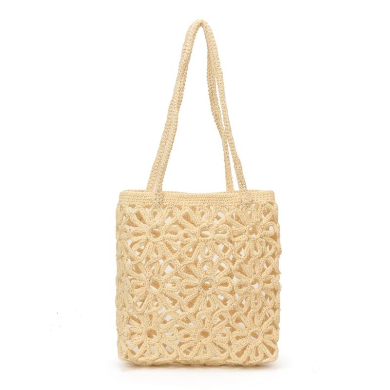 2026 New Bohemian Crochet Flower Retro Tote Bag Handmade Hollow Out Knitted Shoulder Bag Summer Beach Vacation Handbag for Women