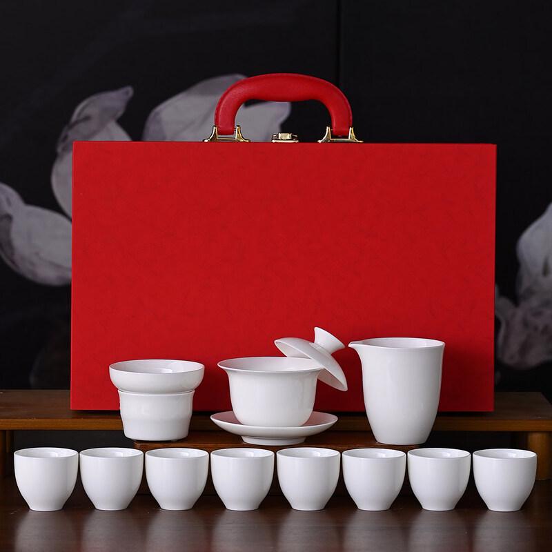 Ru Han Ceramic Tea Set with Hovering Gaiwan and 8 Cups