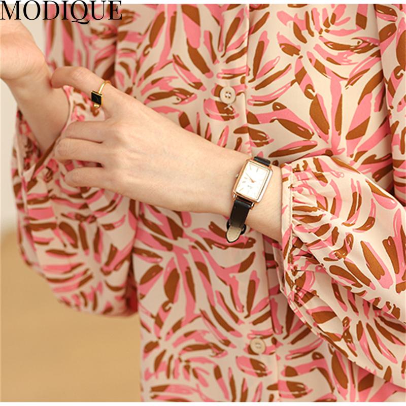 MODIQUE Spring Summer Plus Size Women Casual Loose Elegant Cotton Linen Chiffon Leaf Print Blouse Shirts Lady Oversize O-Neck Long Sleeve Coats