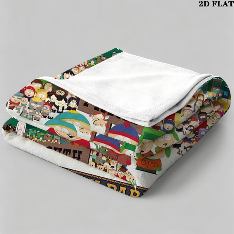 Cartoon Park South Print Flannel Blanket High Quality Warm Comfortable Cover for All Seasons Perfect for Gifts Home Decor
