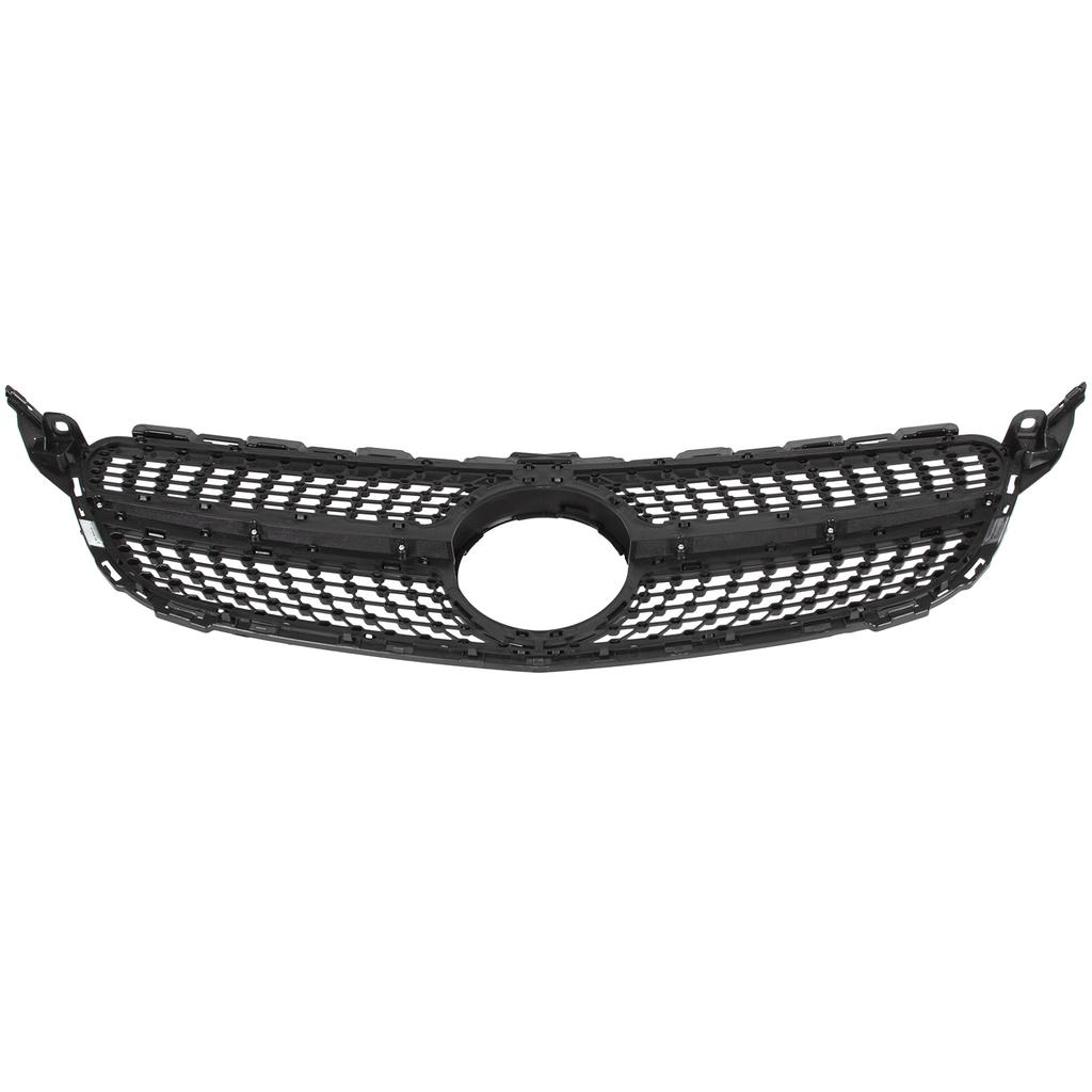 Mercedes C Class W205 14-18 Grille Insert Between Headlights Diamond Piano Black & Chrome Without Hole