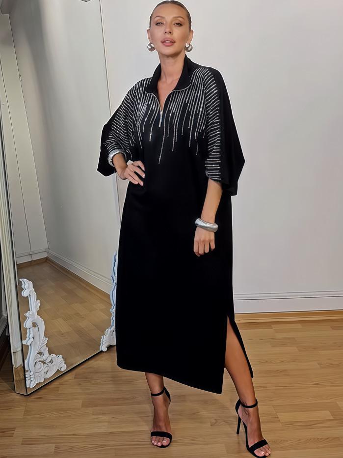 2025 European & American Autumn Print Loose Long Sleeve Women's Dress