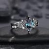 Modieuze blauwe damesring met bloemen, gelaagd met gepersonaliseerde licht luxe high-end ring voor dames