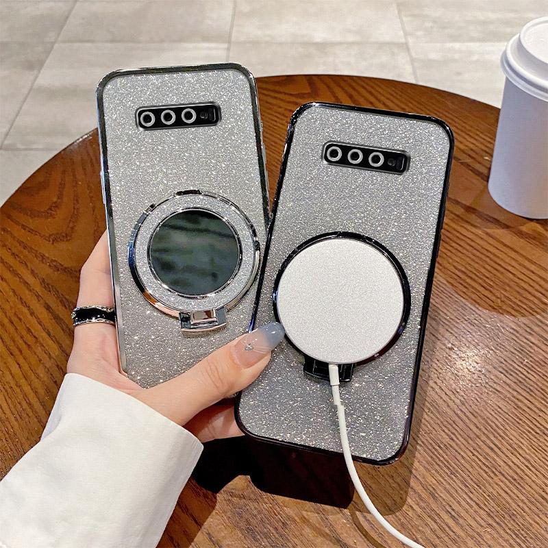 For Samsung Galaxy S8 S9 S10 Luxury Cute 3D Mirror Silicone Phone Case For S10 Plus Glitter Magnetic Stand Shockproof Back Cover