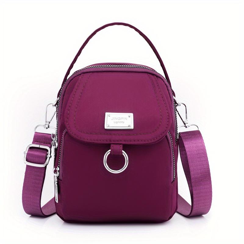 Borsa a tracolla con cerniera tinta unita, Portamonete versatile, Borsa a spalla da donna per lo shopping