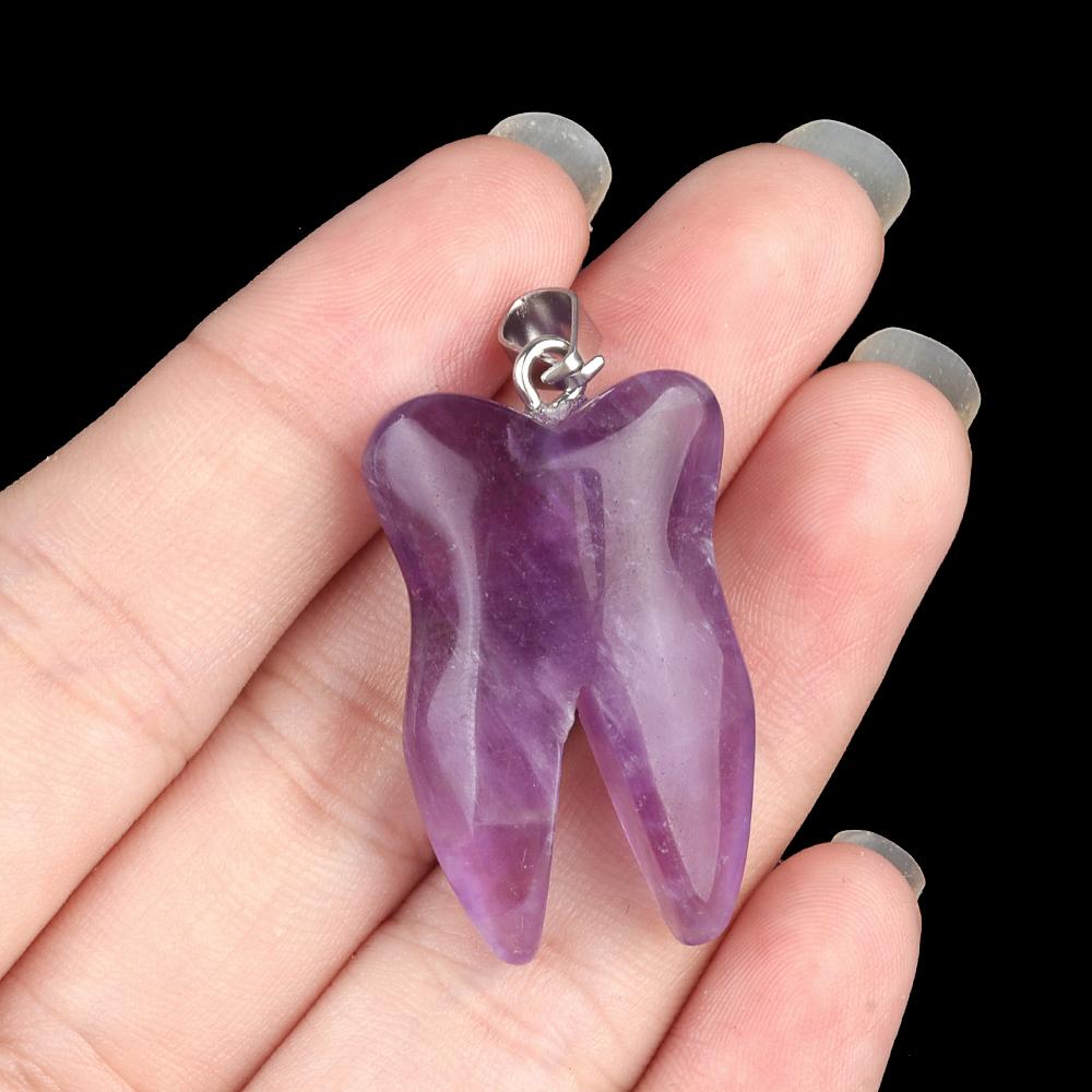 Ciondolo personalizzato in pietra naturale a forma di dente piccolo ciondolo per la creazione di gioielli fai da te collana orecchini accessorio