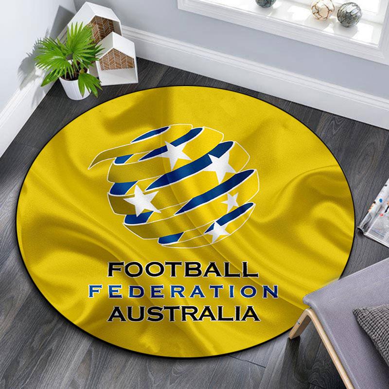 Australia National Football Round Rug, Non Slip Washable Circular Carpet For Living Room Bedroom Playroom, Sports Fan Decor, Holiday Birthday Gift