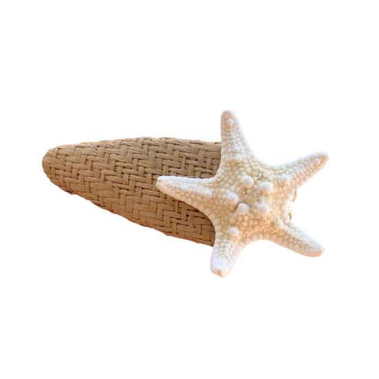 Hairpin Natural Straw 3D Starfish Design Bang Hair Clip Stable Clamping Force Beach Daily Life Hair Accessories хаки