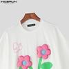 INCERUN Men Round Neck Short Sleeve 3D Print Stitching Casual Loose T-shirts