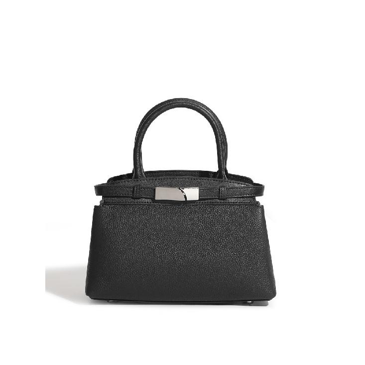 

New Genuine Leather Simple Fashion Small Square Bag 2025 New Style Elegant Single Shoulder чорний