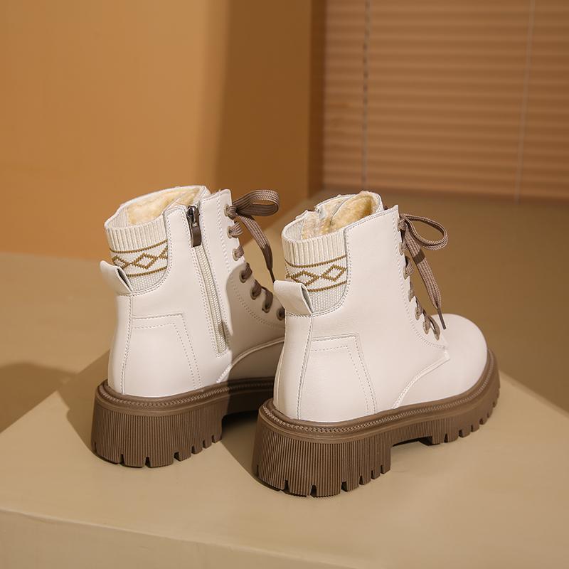 Women’s Winter Boots Casual Short Boots Girl Booties Black Warm Ankle Boots with Fur Plus Size