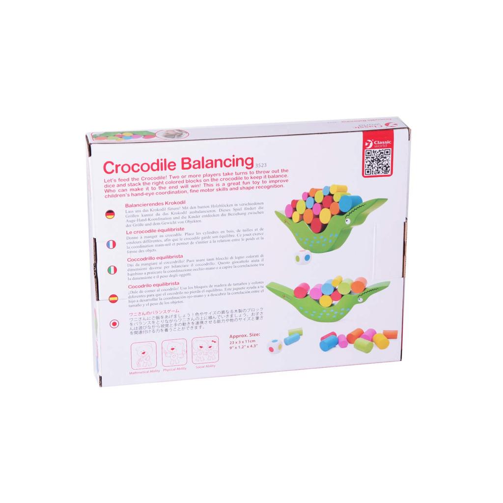 Classic World Crocodile Balancing Colorful Wooden Building Fingertip Building Game for Girls and Ages and Perfect for Preschool and Elementary School