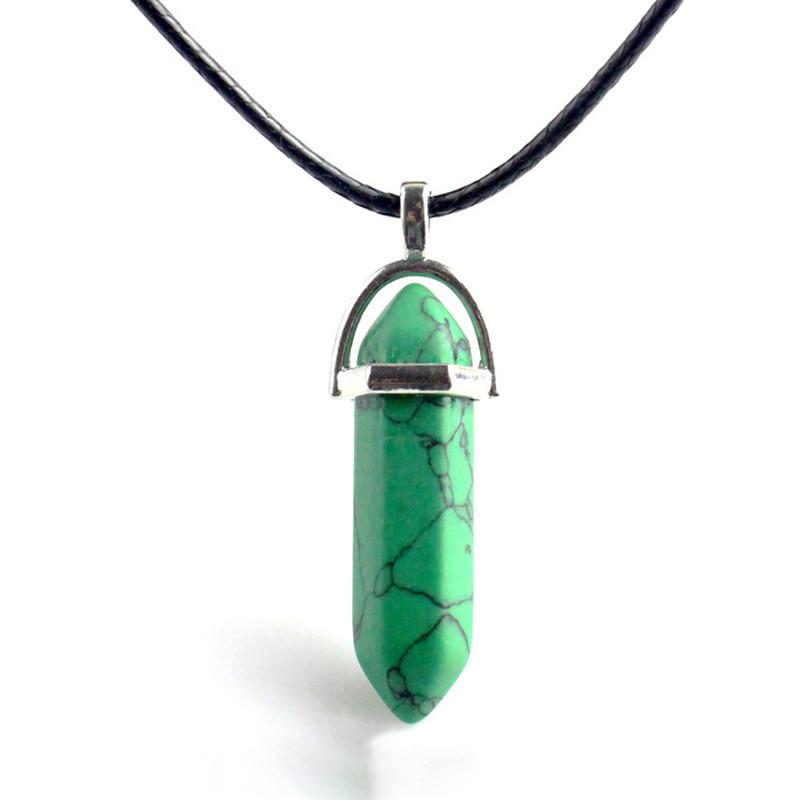 Hermoso Collar de Piedra de Cristal Natural con Colgante Hexagonal Único para Curación