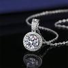 6.5mm S925 Sterling Silver Round Halo Pink Moissanite Pendant Necklace Fine Jewelry For Women